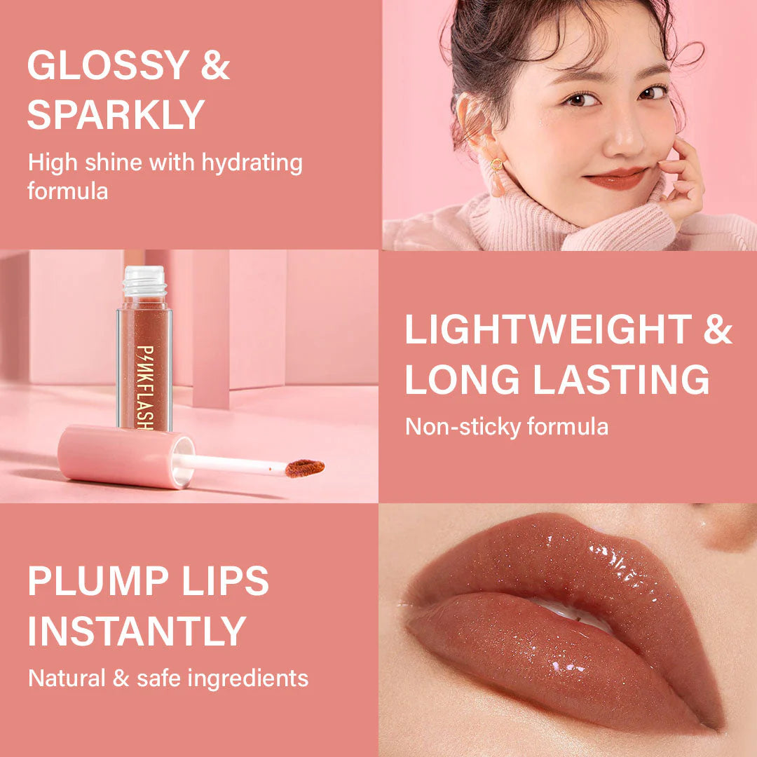 Pinkflash Ever Glossy Moist Lipgloss-S04# Vertigo 4pc Set + 1 Full Size Product Worth 25% Value Free