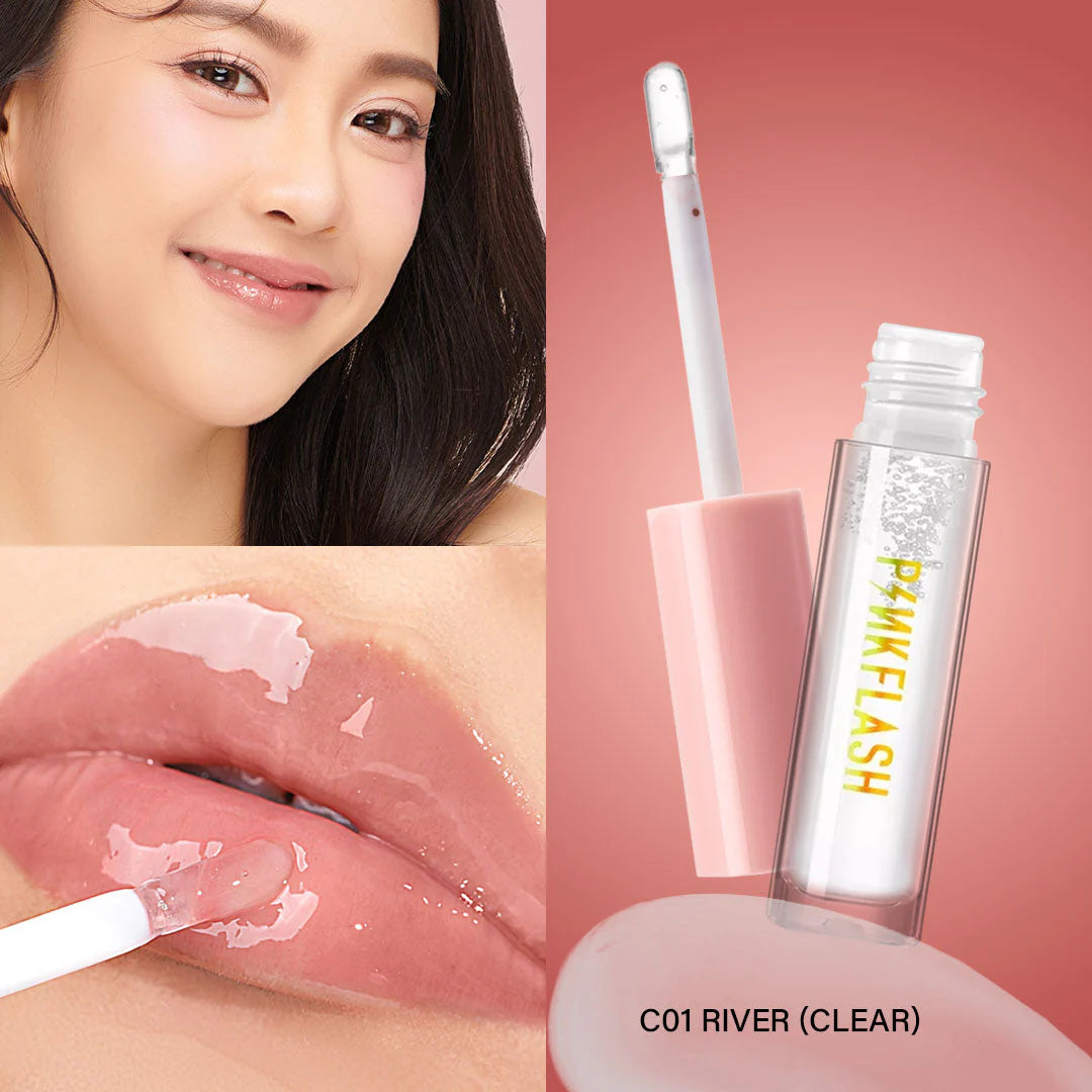 Pinkflash Ever Glossy Moist Lipgloss-C01# River 4pc Set + 1 Full Size Product Worth 25% Value Free