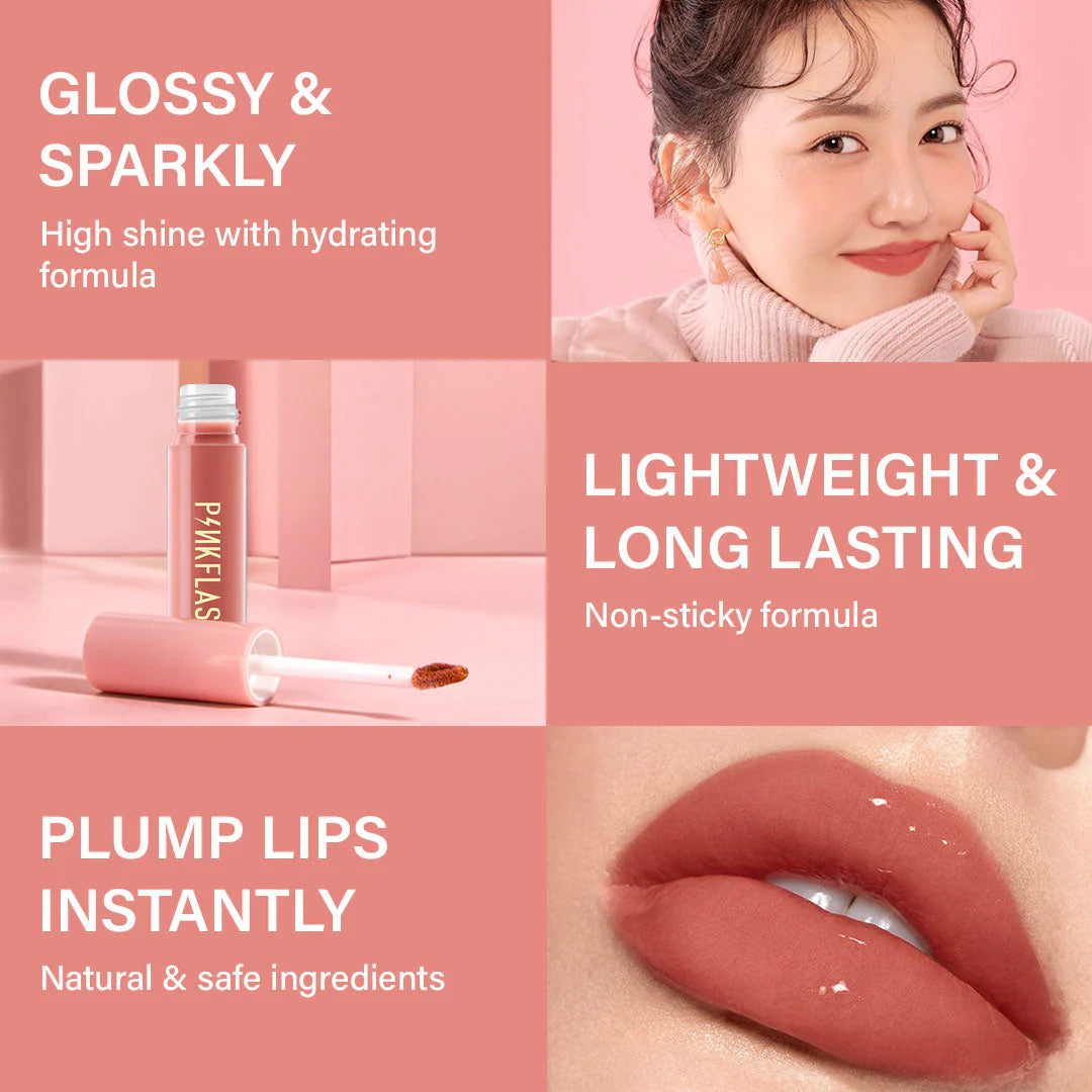 Pinkflash Ever Glossy Moist Lipgloss-G01# Petal 4pc Set + 1 Full Size Product Worth 25% Value Free