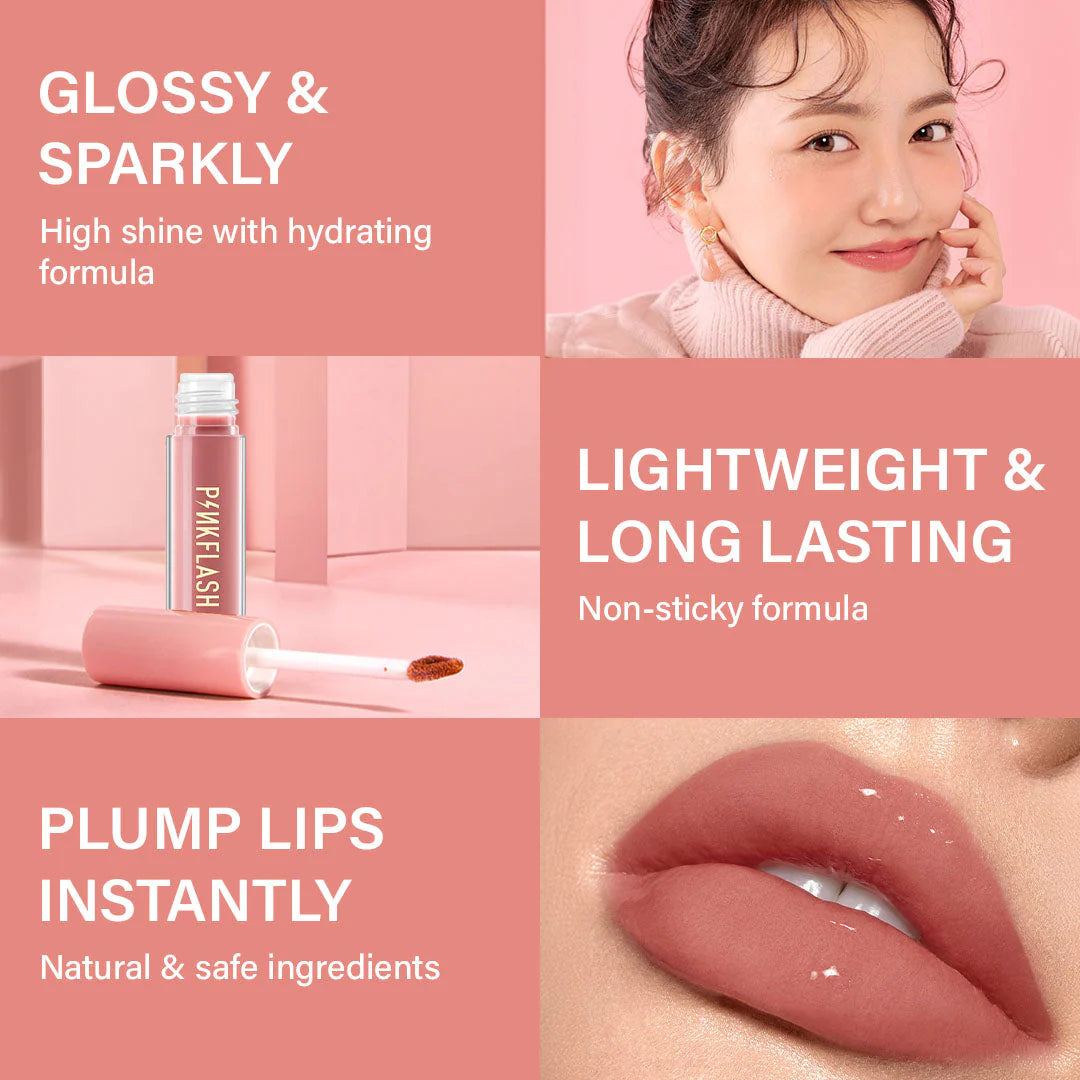 Pinkflash Ever Glossy Moist Lipgloss-G02# Shelter 4pc Set + 1 Full Size Product Worth 25% Value Free
