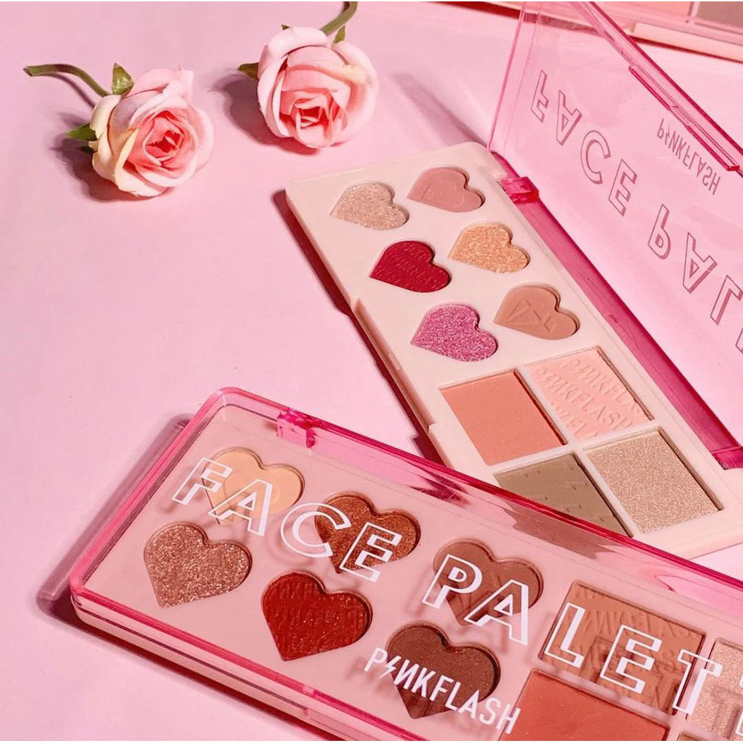 Pinkflash Multi Face Palette-2# Strawberry 4pc Set + 1 Full Size Product Worth 25% Value Free