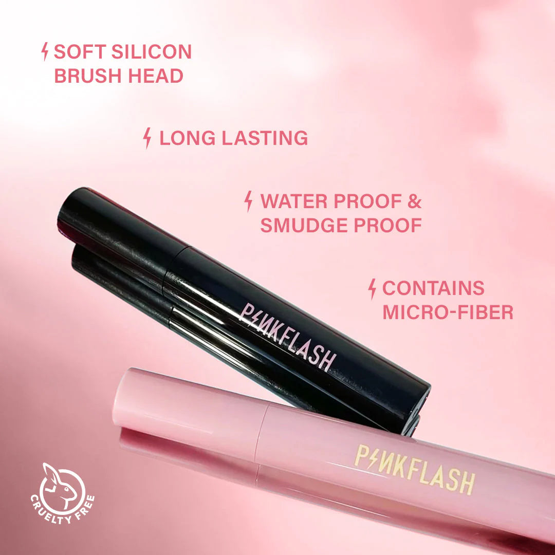 Pinkflash Pink Oil- proof Curl Mascara-1# Volume 4pc Set + 1 Full Size Product Worth 25% Value Free