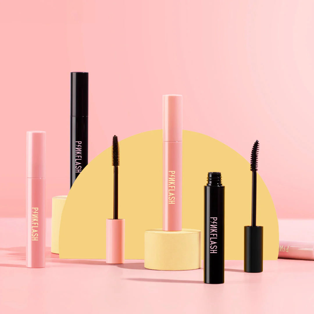 Pinkflash Pink Oil- proof Curl Mascara-1# Volume 4pc Set + 1 Full Size Product Worth 25% Value Free