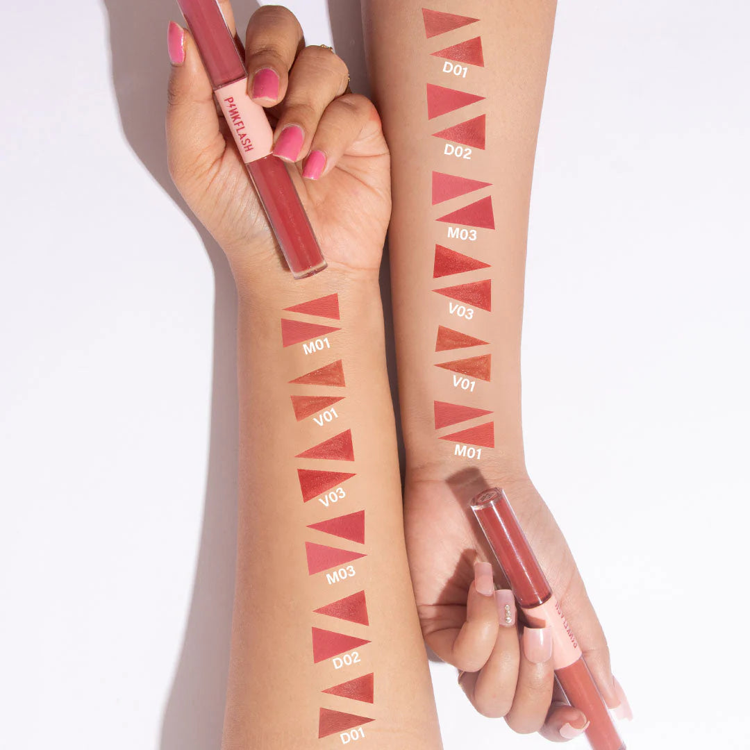 Pinkflash Duo Lipgloss-D01# 4pc Set + 1 Full Size Product Worth 25% Value Free