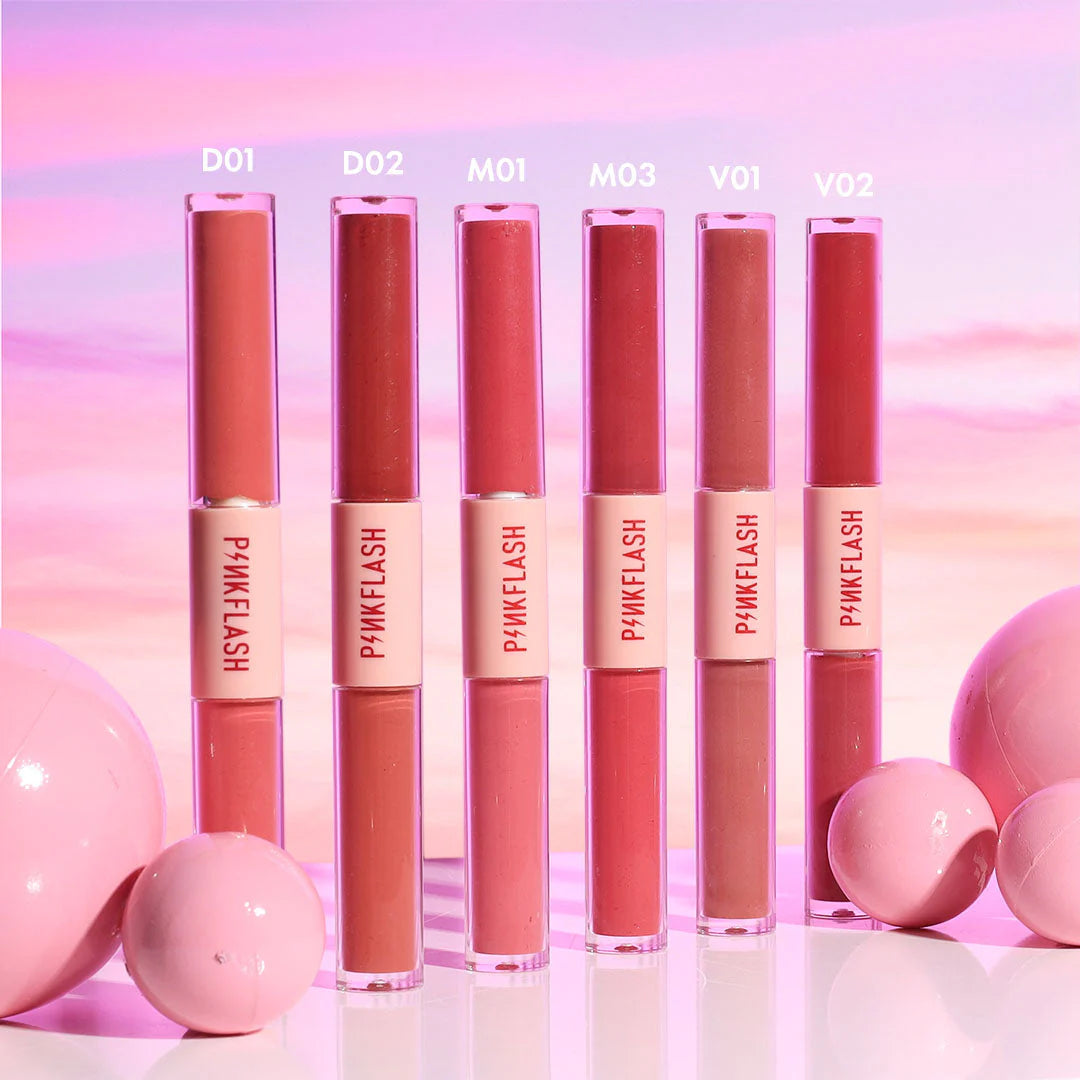 Pinkflash Duo Lipgloss-M01# 4pc Set + 1 Full Size Product Worth 25% Value Free