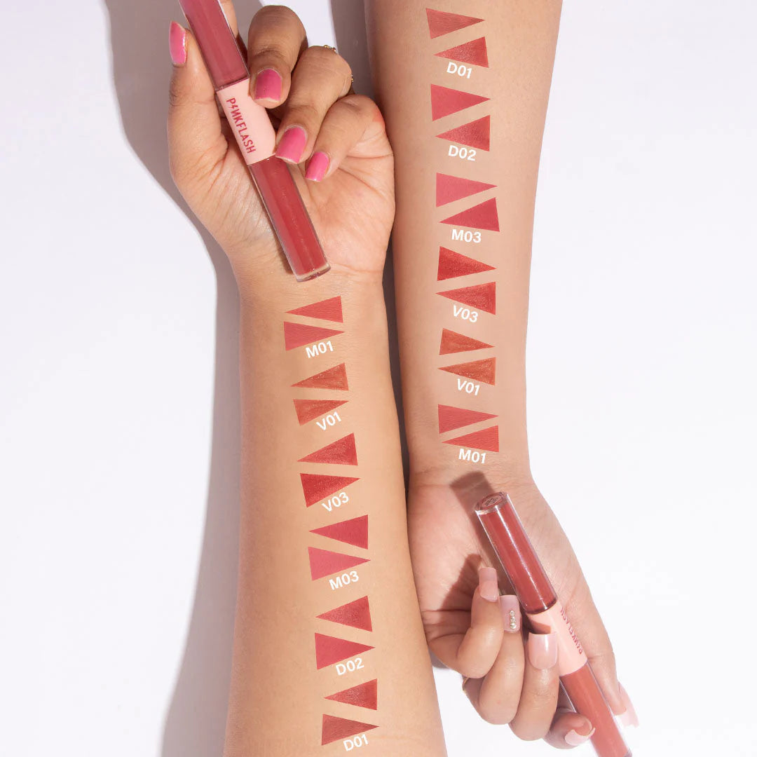 Pinkflash Duo Lipgloss-V03# 4pc Set + 1 Full Size Product Worth 25% Value Free