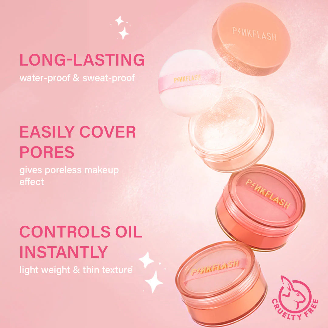 Pinkflash Oil Controller Translucent Loose Powder-222# 4pc Set + 1 Full Size Product Worth 25% Value Free