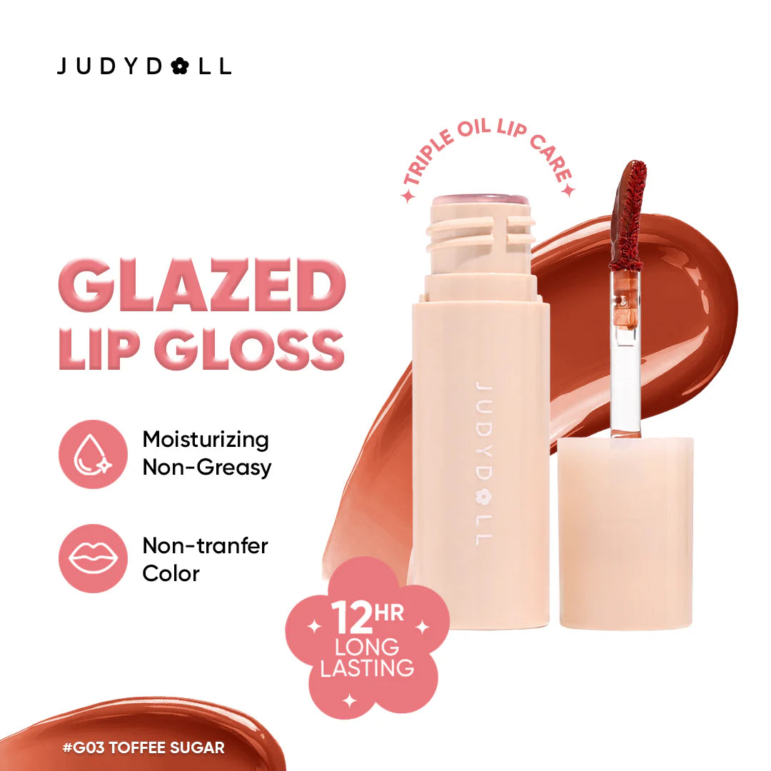 Judydoll Glazed Lip Gloss G03 4pc Set + 1 Full Size Product Worth 25% Value Free