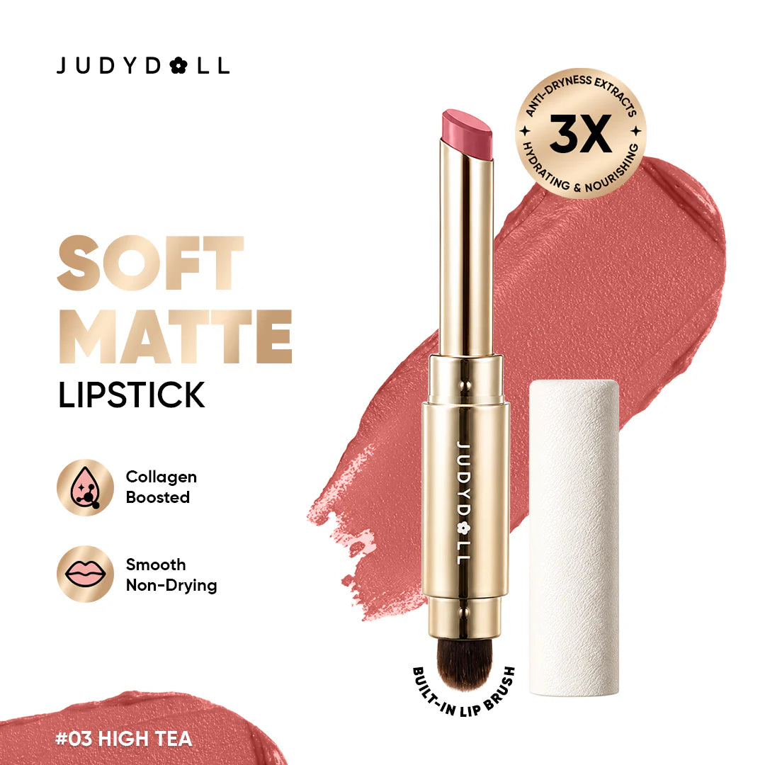 Judydoll Soft Matte Lipstick 03 High Tea 4pc Set + 1 Full Size Product Worth 25% Value Free