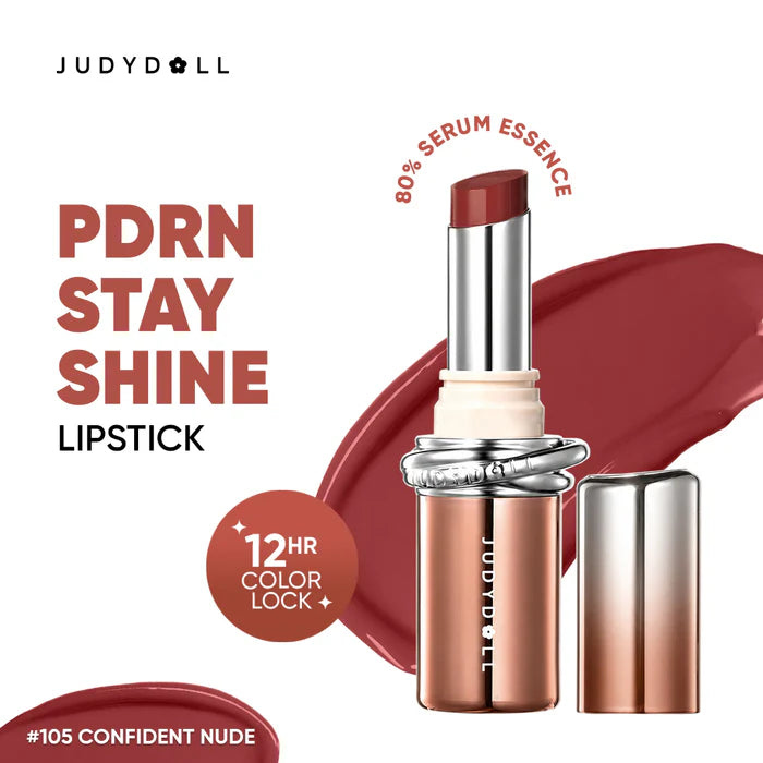 Judydoll Stay Shine Lipstick 105 Confident Nude 4pc Set + 1 Full Size Product Worth 25% Value Free