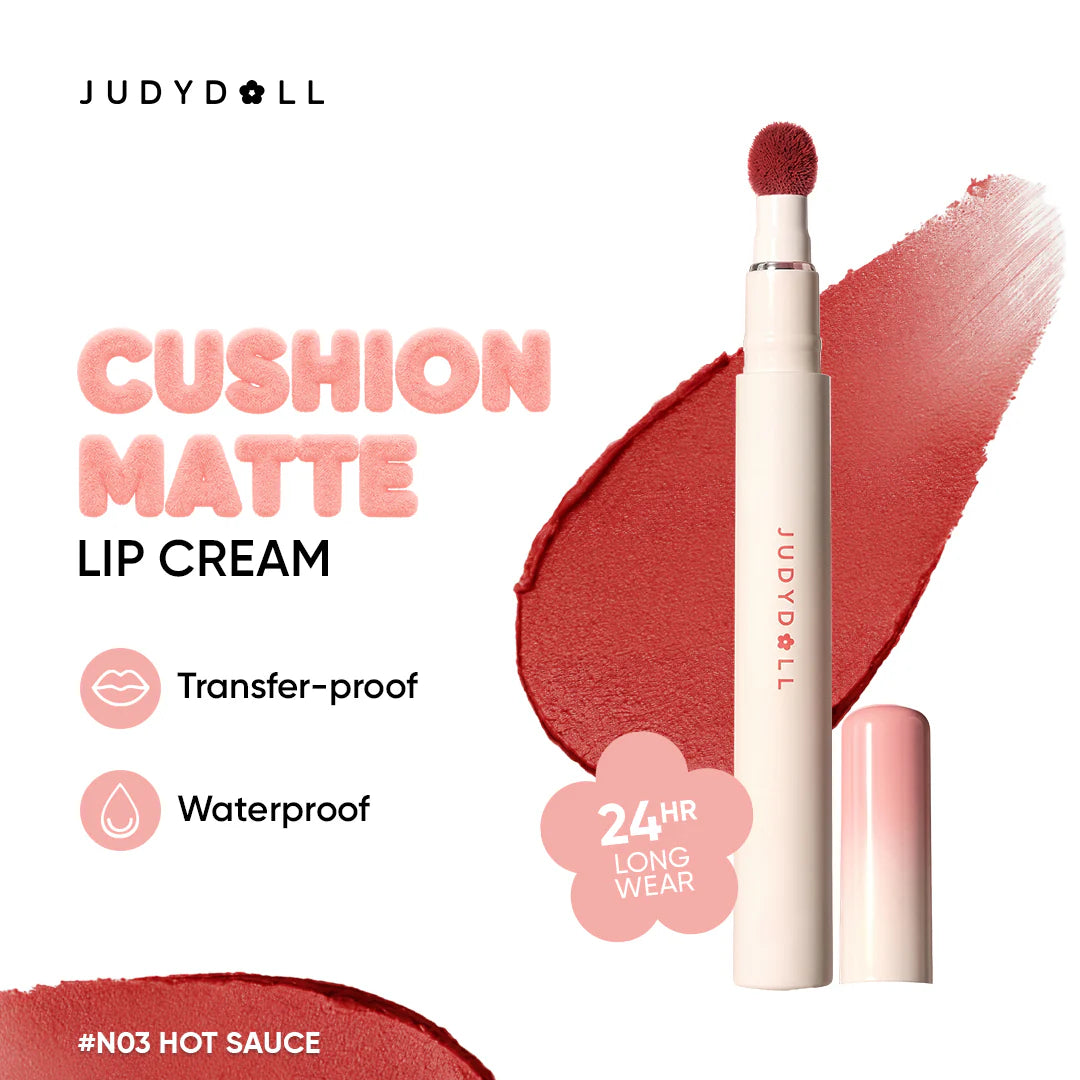 Judydoll Cushion Matte Lock Up Cream N03 Hot Sauce 4pc Set + 1 Full Size Product Worth 25% Value Free