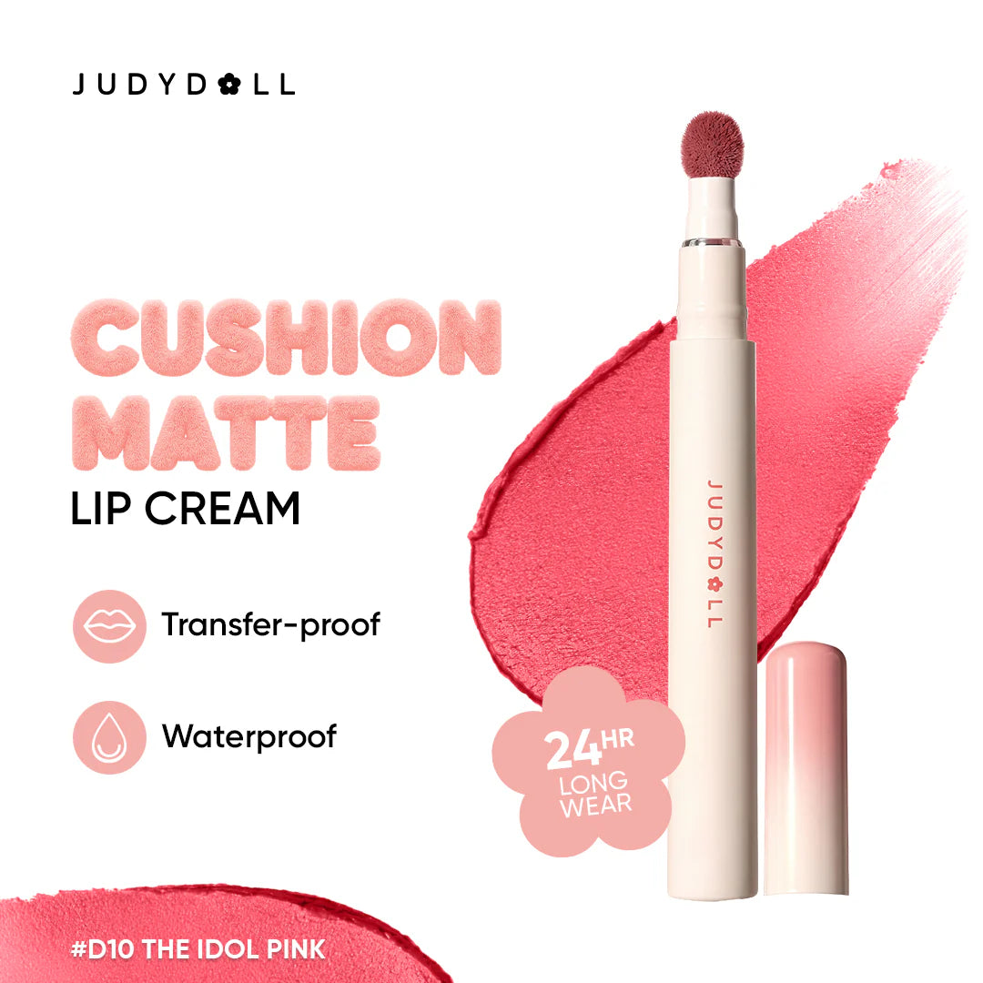Judydoll Cushion Matte Lock Lip Cream D10 The Ldol 4pc Set + 1 Full Size Product Worth 25% Value Free