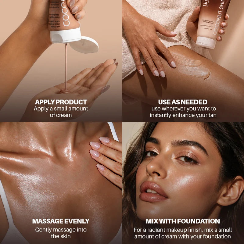 4pc Set + 1 Full Size Product Worth 25% Value Free Lirene Coconut Shine illuminating Body And Face Cream