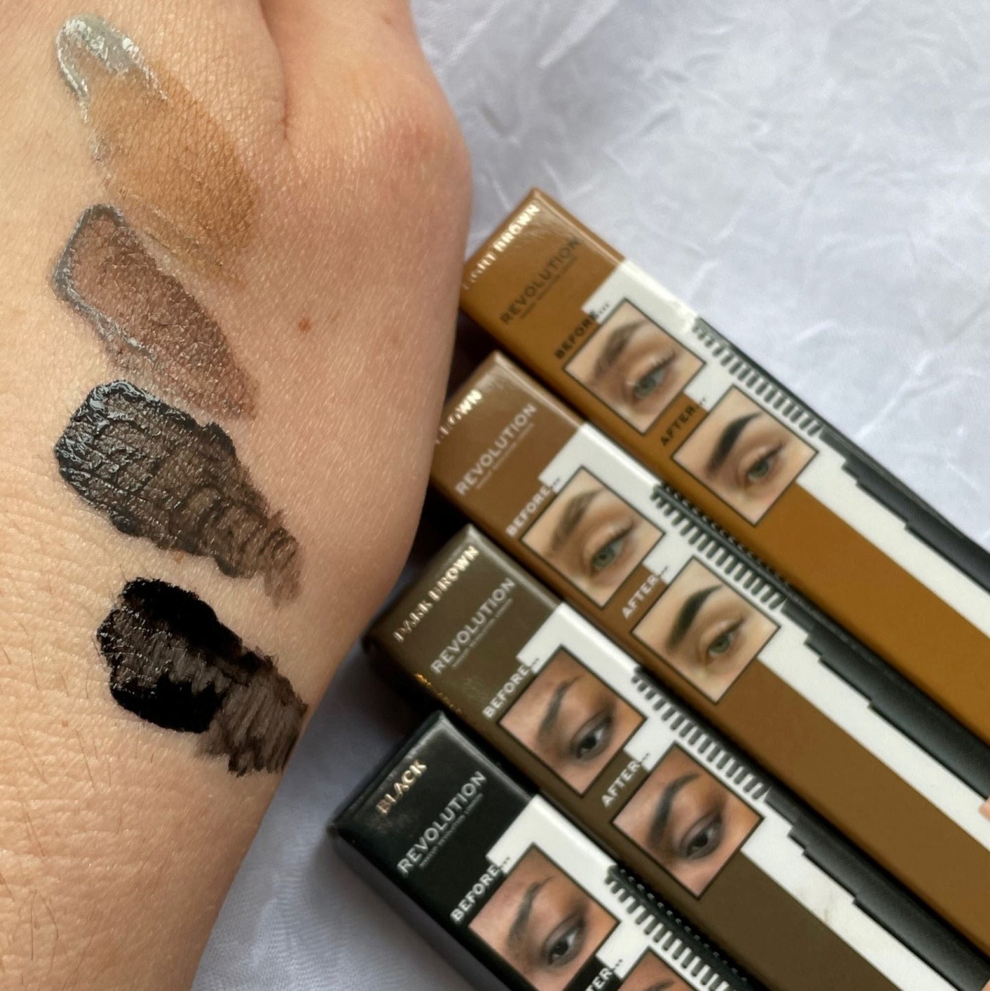 Makeup Revolution Colour Adapt Brow Tint Dark Brown 4pc Set + 1 Full Size Product Worth 25% Value Free