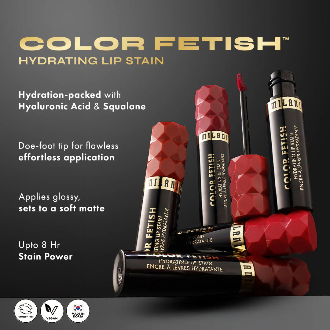 Milani Color Fetish Hydrating Lip Stain-110 Mauve Mentality 4pc Set + 1 Full Size Product Worth 25% Value Free