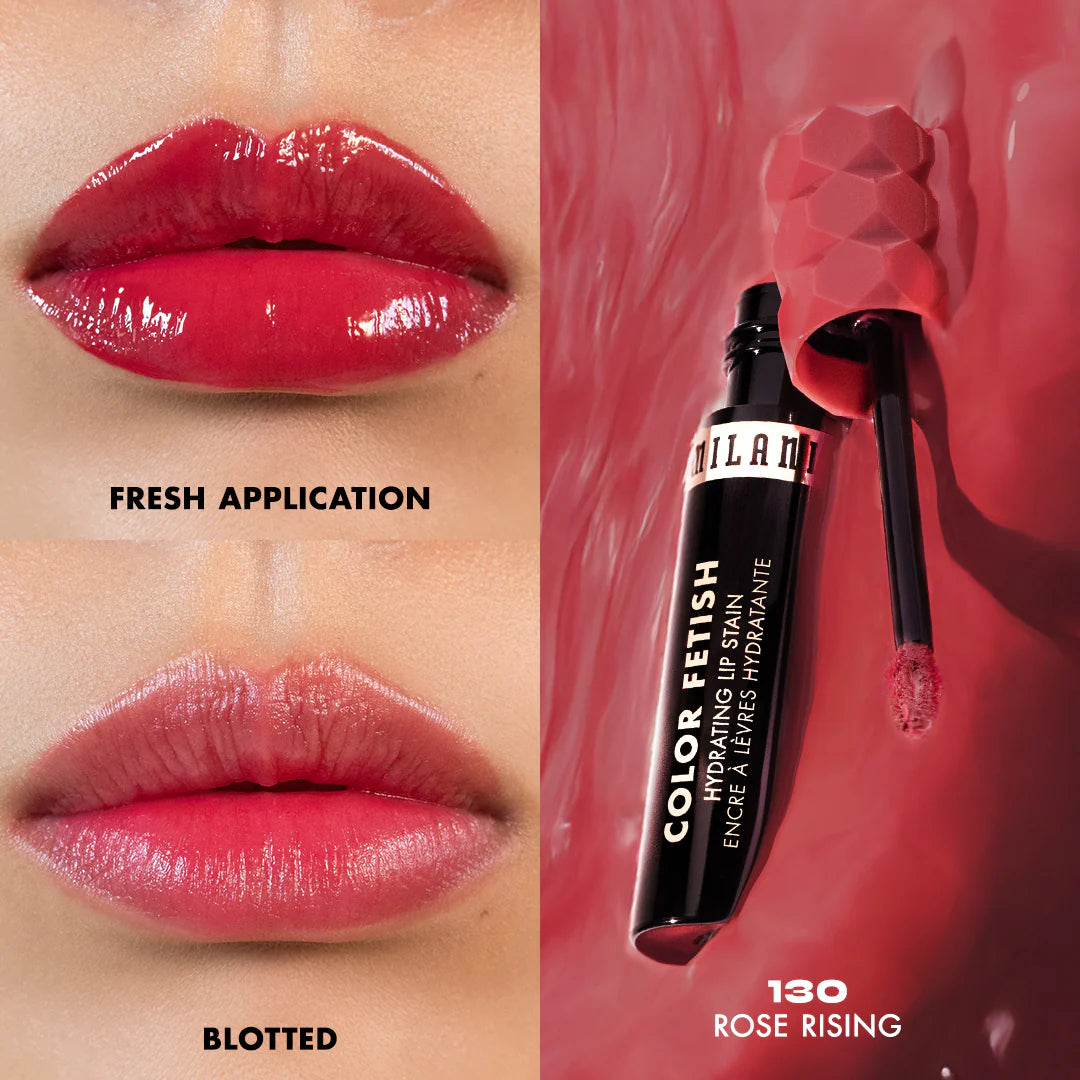 Milani Color Fetish Hydrating Lip Stain-130 Rose Rising 4pc Set + 1 Full Size Product Worth 25% Value Free