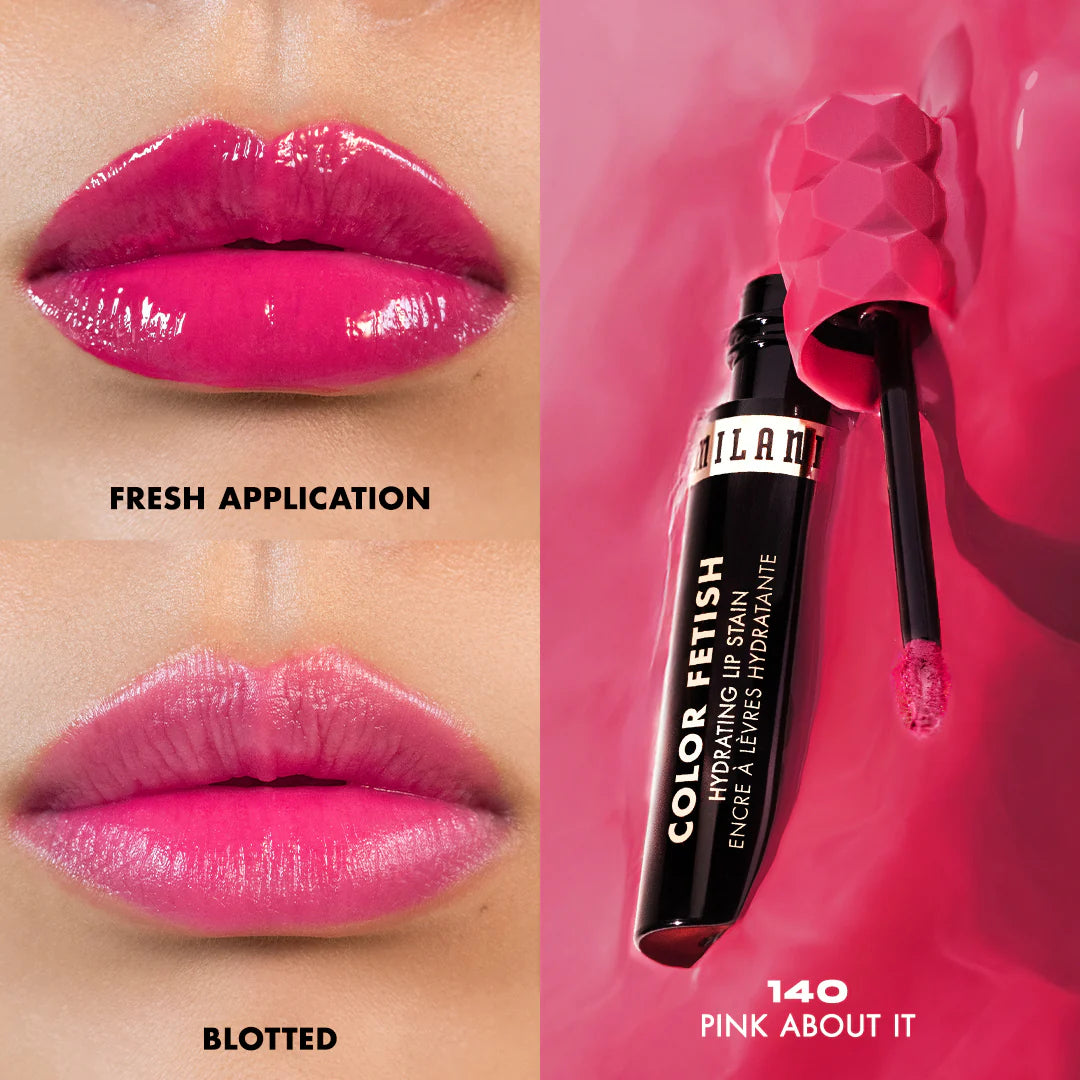 Milani Color Fetish Hydrating Lip Stain-140 Pink About It 4pc Set + 1 Full Size Product Worth 25% Value Free