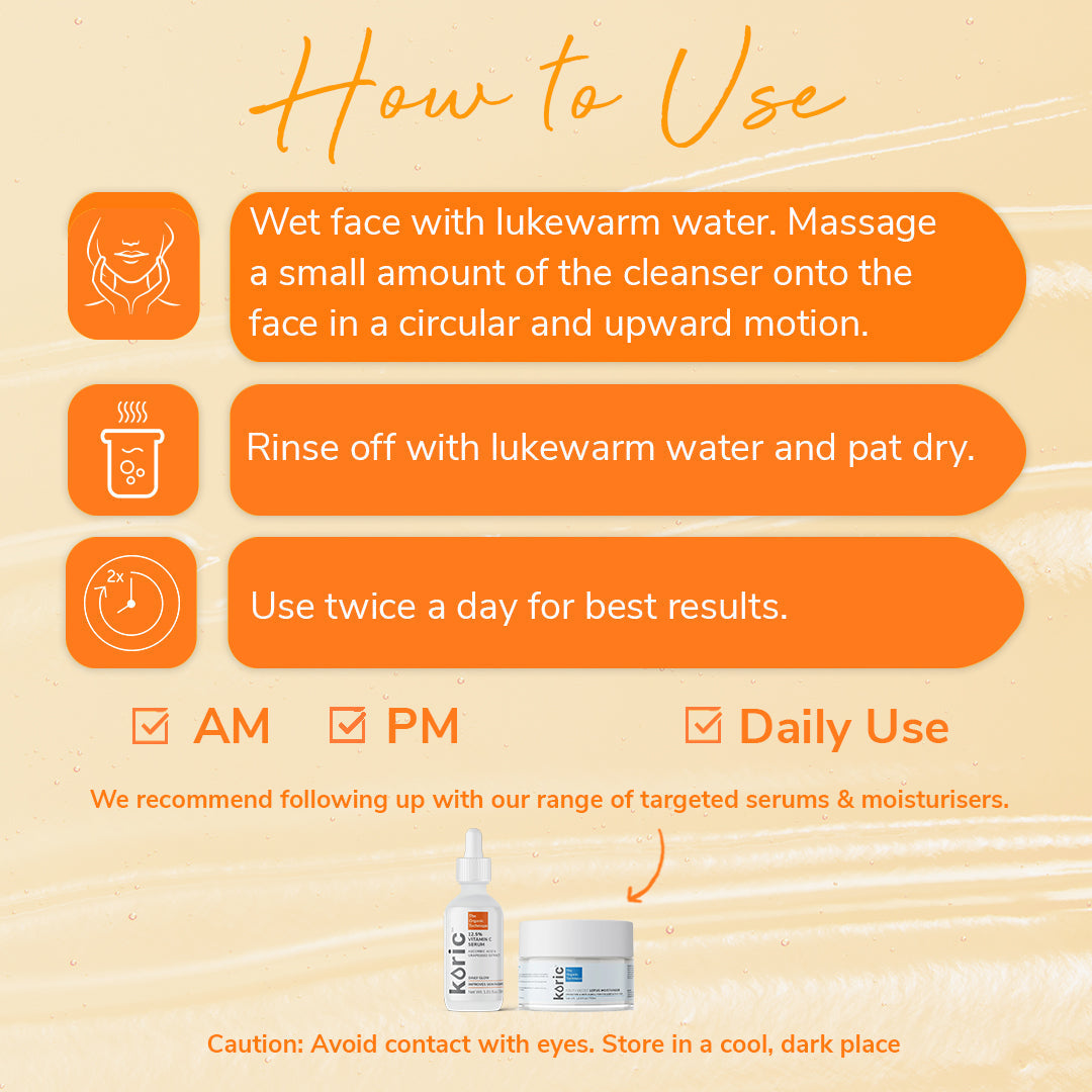 Koric Daily Glow Vitamin C Exfoliating Cleanser 3pc Set + 1 Full Size Product Worth Rs 495 Free