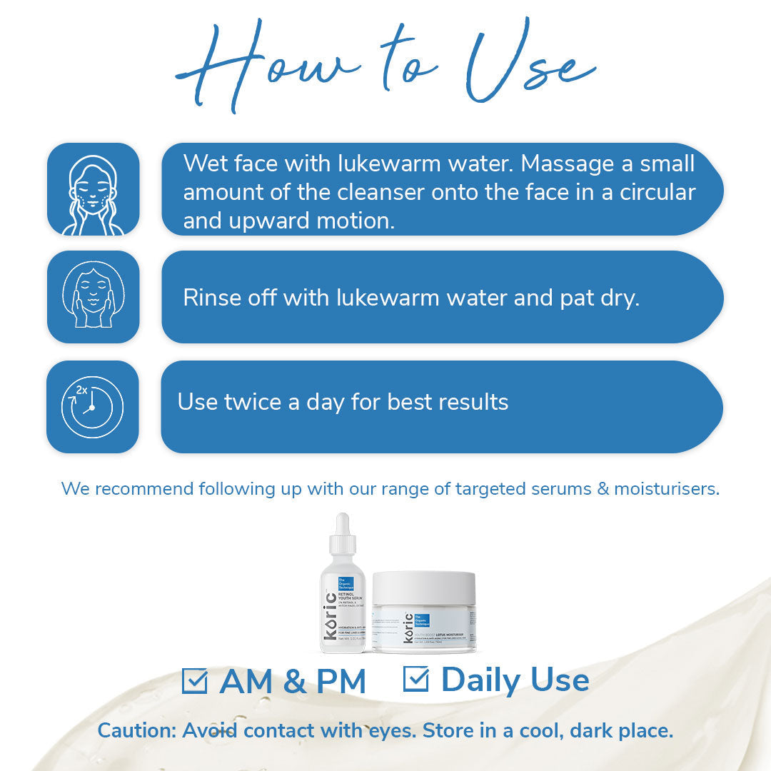 Koric Hydration & Anti-Aging Youth Boost Lotus Cleanser 3pc Set + 1 Full Size Product Worth Rs 845 Free
