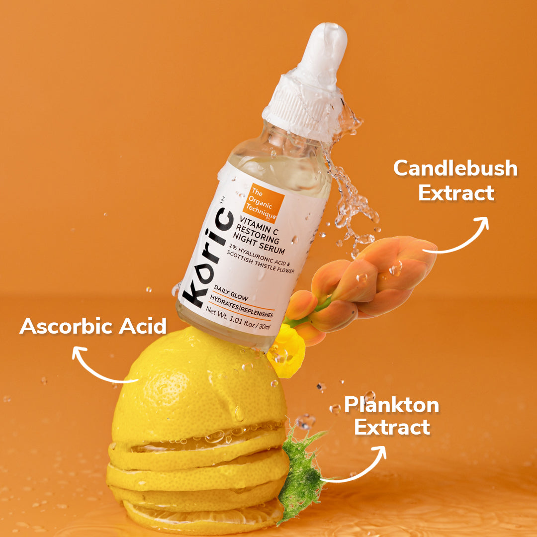 Koric Daily Glow Vitamin C Restoring Night Serum 3pc Set + 1 Full Size Product Worth Rs 645 Free