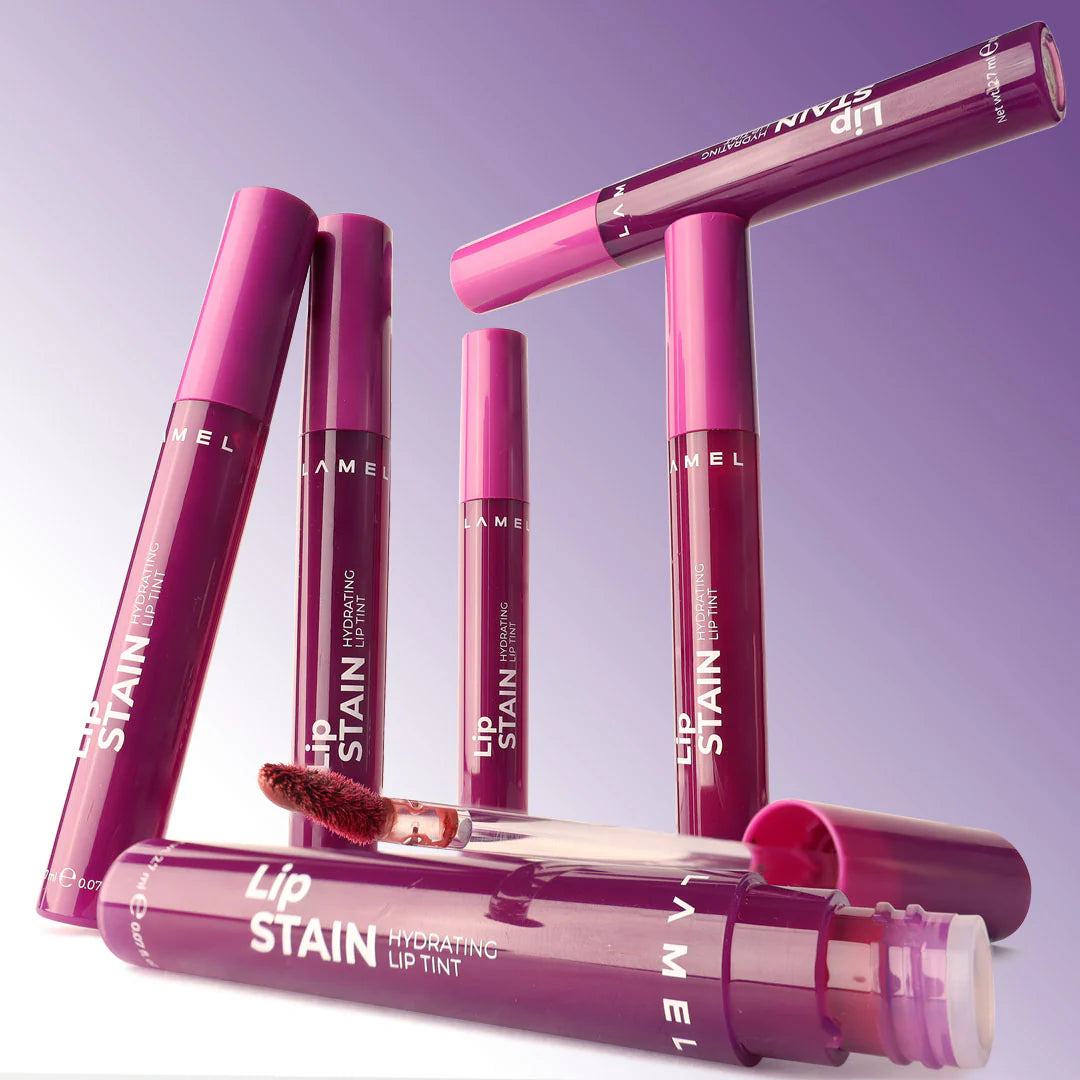 Lamel Lip Stain Hydrating Lip Tint 04 Temtation 4pc Set + 1 Full Size Product Worth 25% Value Free
