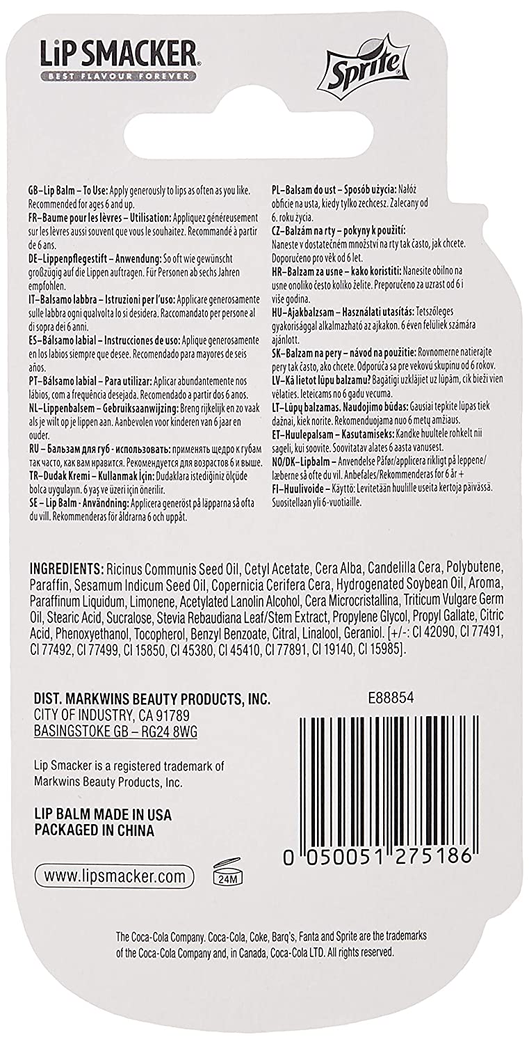 Lip Smacker Coca Cola Lip Balm Sprite  4pc Set + 1 Full Size Product Worth 25% Value Free