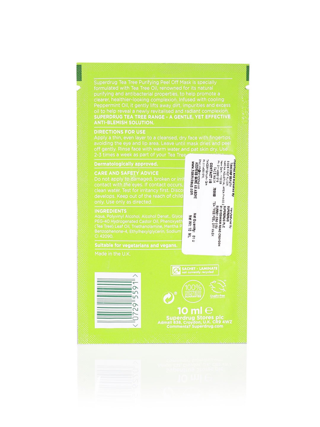 Superdrug Tea Tree Purifying Peel Off Mask 10ml 4Pcs Set + 1 Full Size Product Worth 25% Value Free