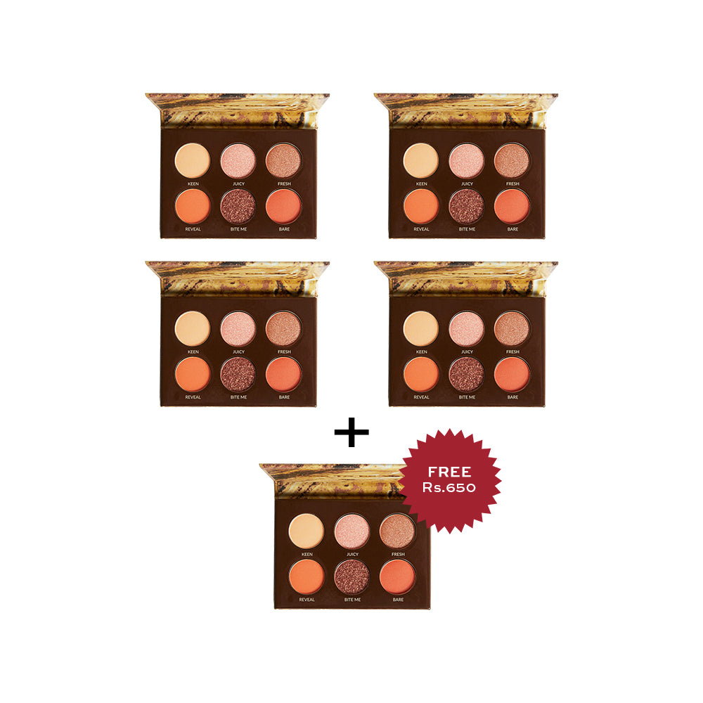 Bh Cosmetics Unleashed - 6 Color Shadow Palette (Peach Emoji) 4pc Set + 1 Full Size Product Worth 25% Value Free