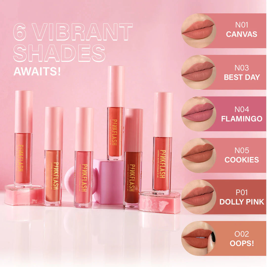 Pinkflash Melting Matte Lipcream-N04# Flamingos 4pc Set + 1 Full Size Product Worth 25% Value Free