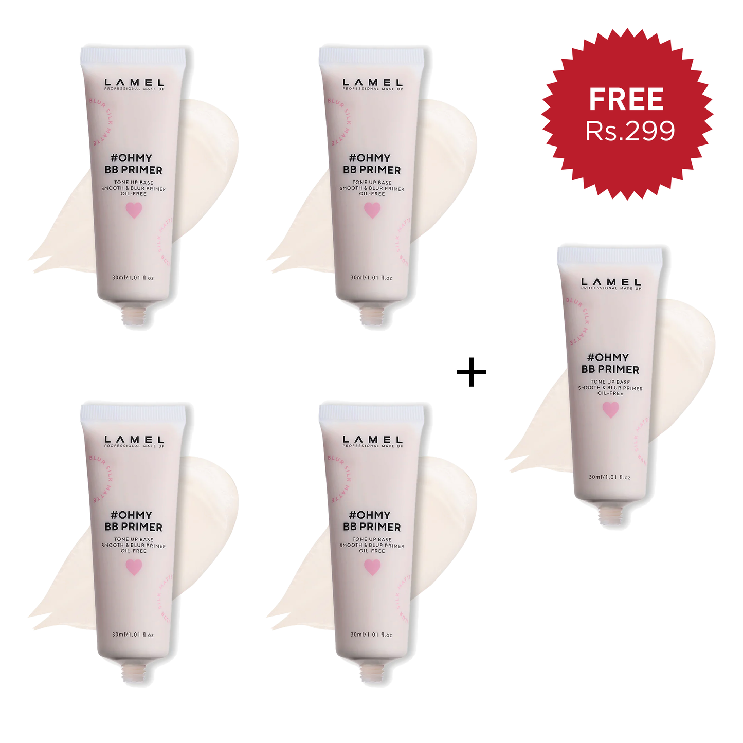 Lamel Oh My Bb Primer №401-White 4pc Set + 1 Full Size Product Worth 25% Value Free