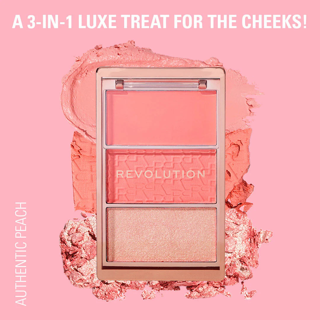 Makeup Revolution Blush Icon Palette Authentic Peach 4pc Set + 1 Full Size Product Worth 25% Value Free