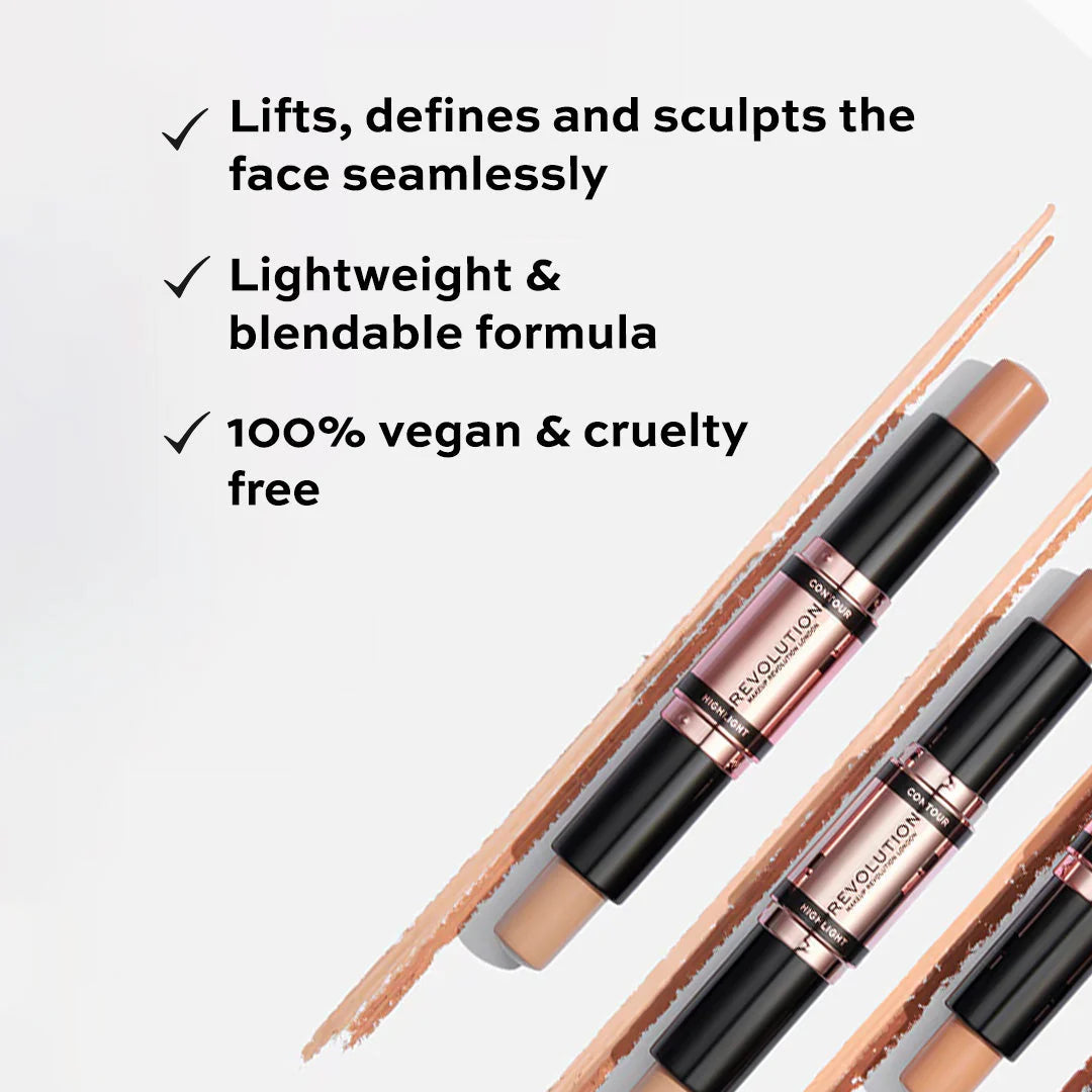 Revolution Fast Base Contour Stick Light 4pc Set + 1 Full Size Product Worth 25% Value Free