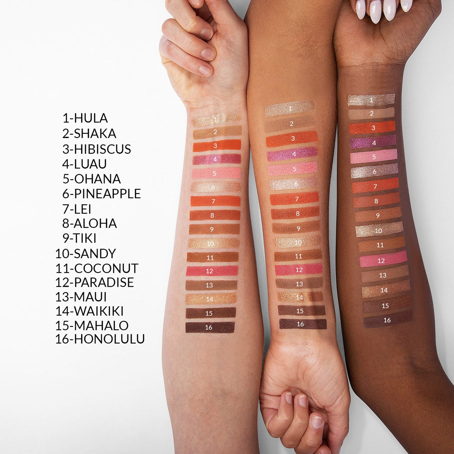 BH Hangin' In Hawaii 16 Color Eyeshadow Palette 4pc Set + 1 Full Size Product Worth 25% Value Free