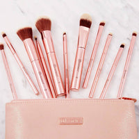 bh Metal Rose 11 Piece Brush Set With Cosmetic Bag 4pc Set + 1 Full Size Product Worth 25% Value Free