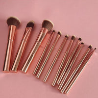 bh Metal Rose 11 Piece Brush Set With Cosmetic Bag 4pc Set + 1 Full Size Product Worth 25% Value Free