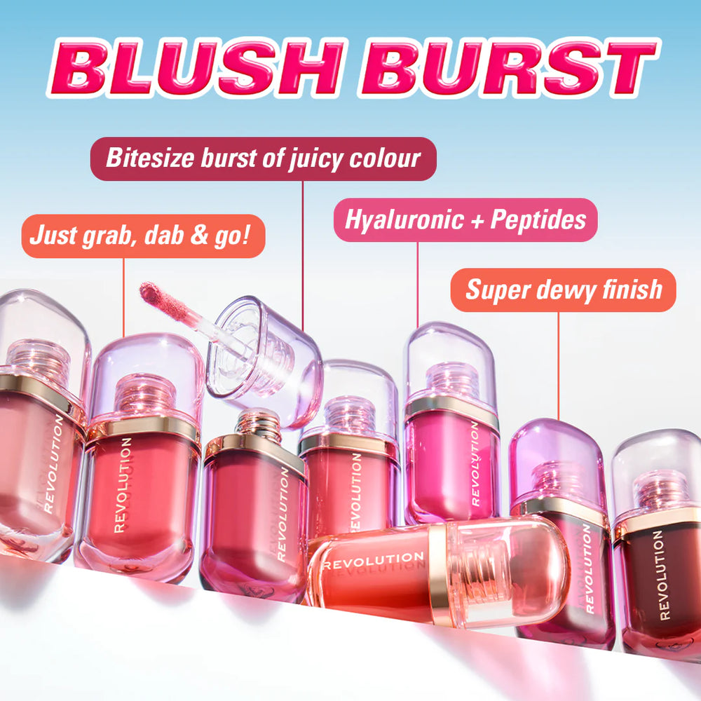 Revolution Superdewy Liquid Blush Burst Very Cherry Berry 4pc Set + 1 Full Size Product Worth 25% Value Free