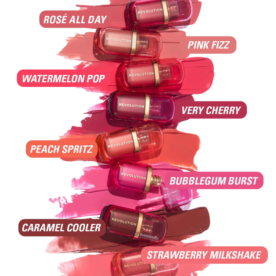 Revolution Superdewy Liquid Blush Burst Pink Fizz Soft Pink 4pc Set + 1 Full Size Product Worth 25% Value Free