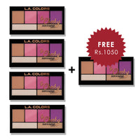 L.A. Colors So Cheeky Blush & Highlight Palette - Sweet & Sass 4pc Set + 1 Full Size Product Worth 25% Value Free