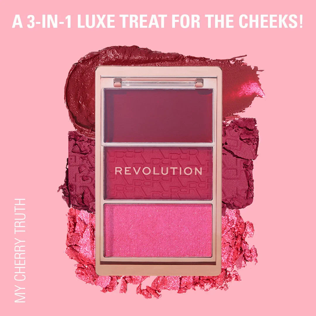 Makeup Revolution Blush Icon Palette My Cherry Truth 4pc Set + 1 Full Size Product Worth 25% Value Free