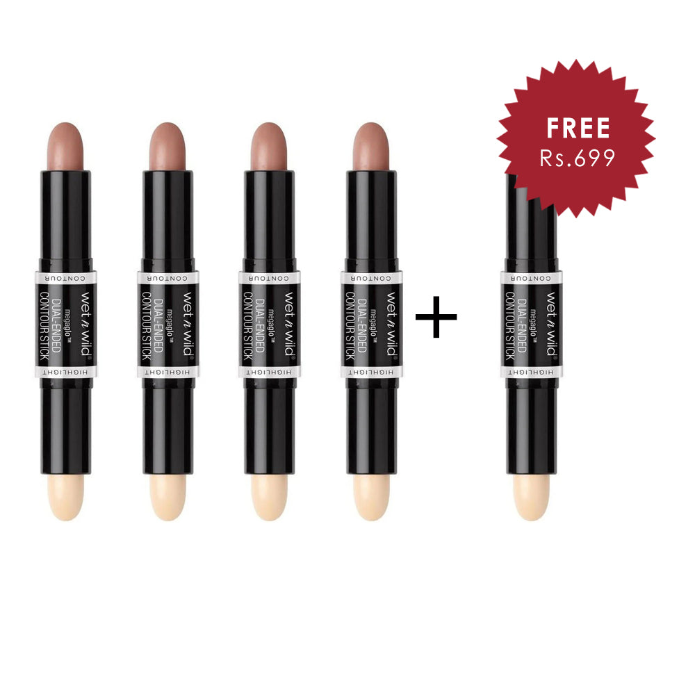 Wet n Wild Megaglo Dual-Ended Contour Stick - Light/ Medium 4pc Set + 1 Full Size Product Worth 25% Value Free