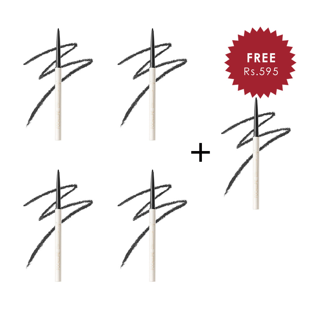 Focallure FA243 Perfectly Defined Gel Eyeliner F01 Dark Black 4pc Set + 1 Full Size Product Worth 25% Value Free