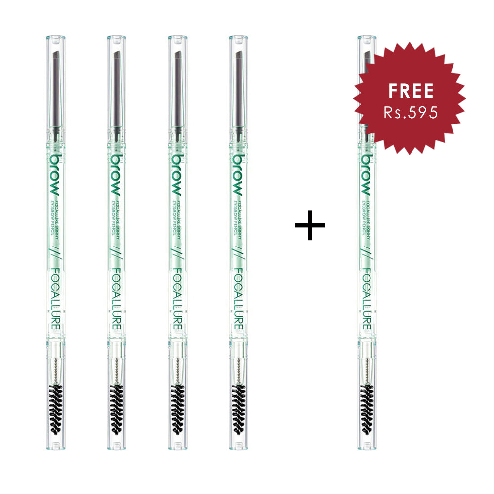 Focallure Skinny 2 in 1 Eyebrow Pencil Light Brown 4pc Set + 1 Full Size Product Worth 25% Value Free