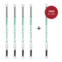 Focallure Skinny 2 in 1 Eyebrow Pencil Dark Grey 4pc Set + 1 Full Size Product Worth 25% Value Free