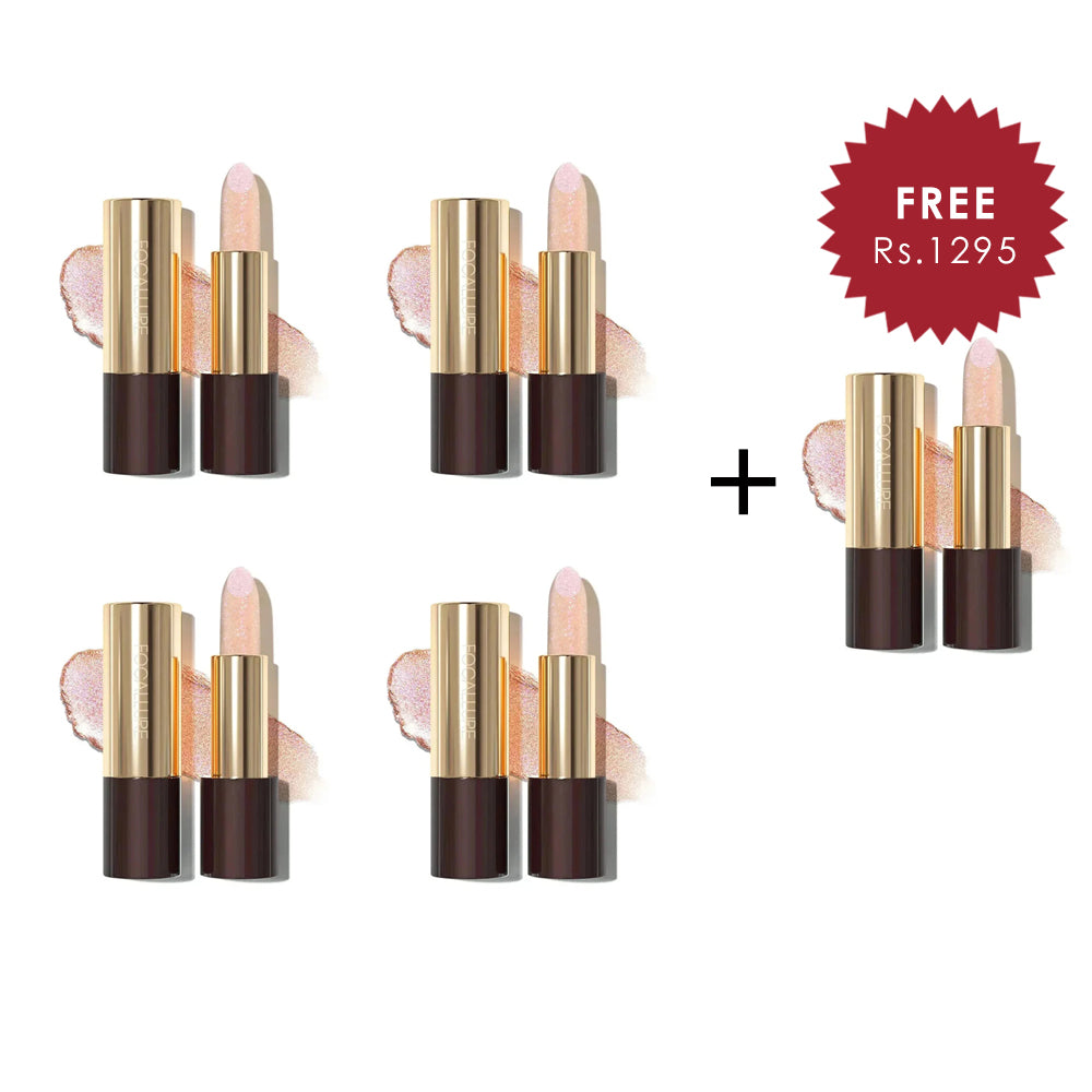 Focallure Glisten Opal Hydrating Lip Balm-NU04 Flower Dance 4pc Set + 1 Full Size Product Worth 25% Value Free