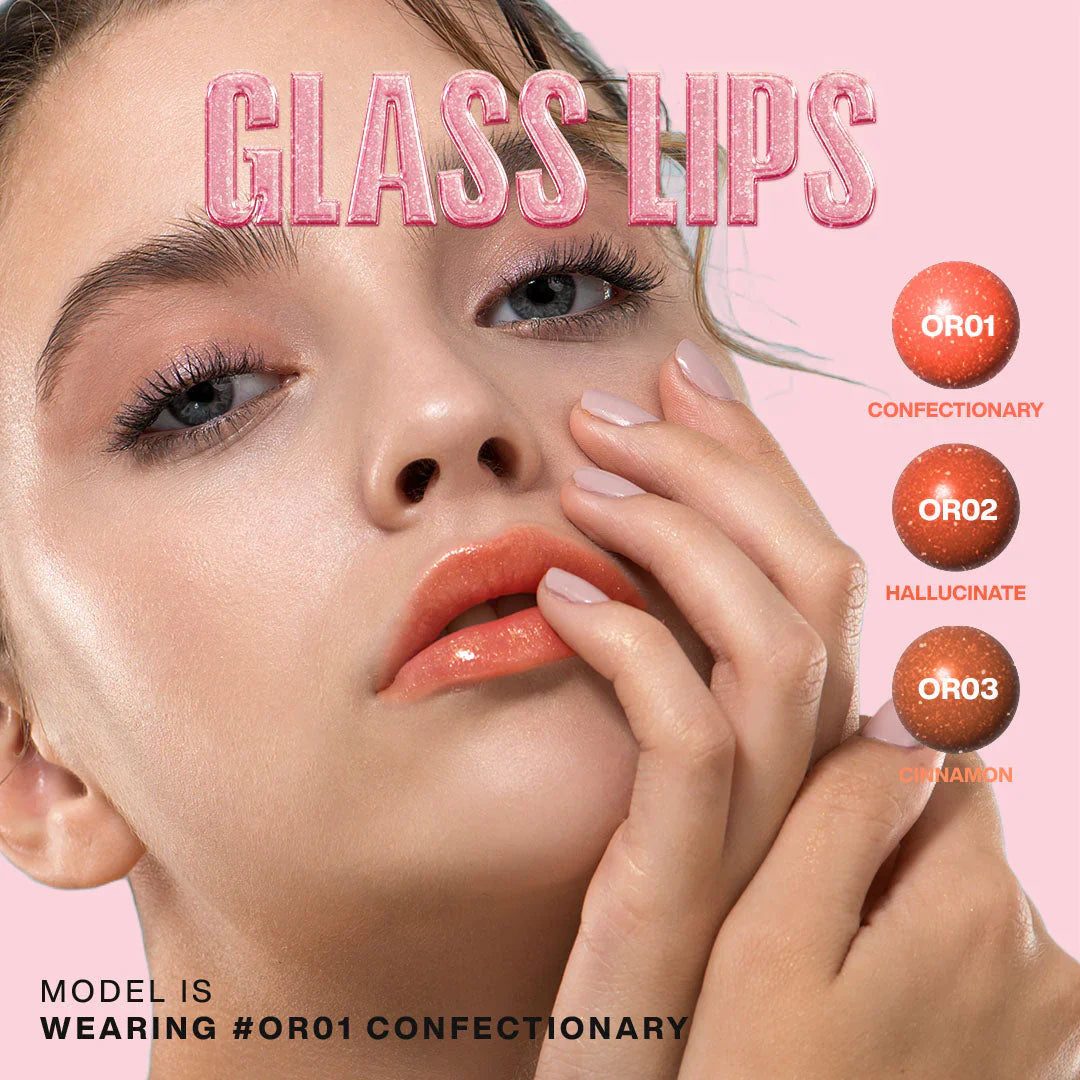 Focallure Sparkling Gem Lip Gloss Stick #OR01 Confectionary 4pc Set + 1 Full Size Product Worth 25% Value Free