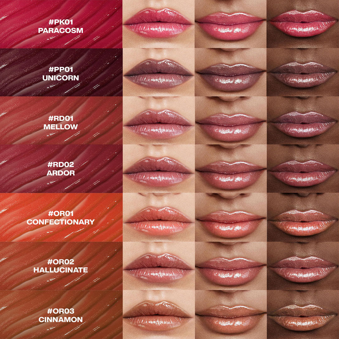 Focallure Sparkling Gem Lip Gloss Stick #OR02 Hallucinate 4pc Set + 1 Full Size Product Worth 25% Value Free