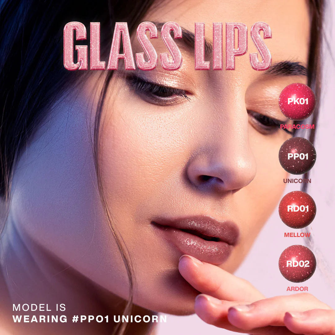 Focallure Sparkling Gem Lip Gloss Stick #PP01 Unicorn 4pc Set + 1 Full Size Product Worth 25% Value Free