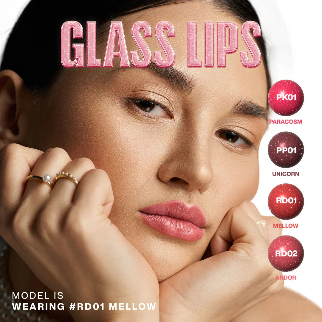 Focallure Sparkling Gem Lip Gloss Stick #RD01 Mellow 4pc Set + 1 Full Size Product Worth 25% Value Free