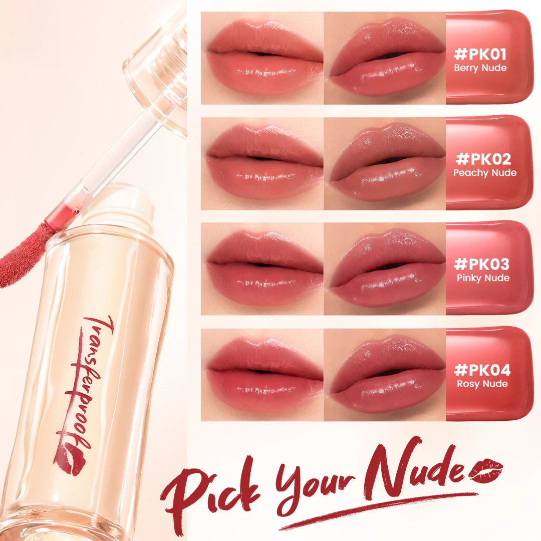 Focallure Watery Transferproof  lip cream-PK01 Berry Nude 4pc Set + 1 Full Size Product Worth 25% Value Free