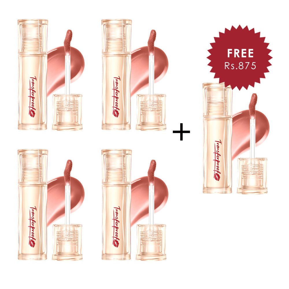Focallure Watery Transferproof  lip cream-PK02 Peachy Nude 4pc Set + 1 Full Size Product Worth 25% Value Free